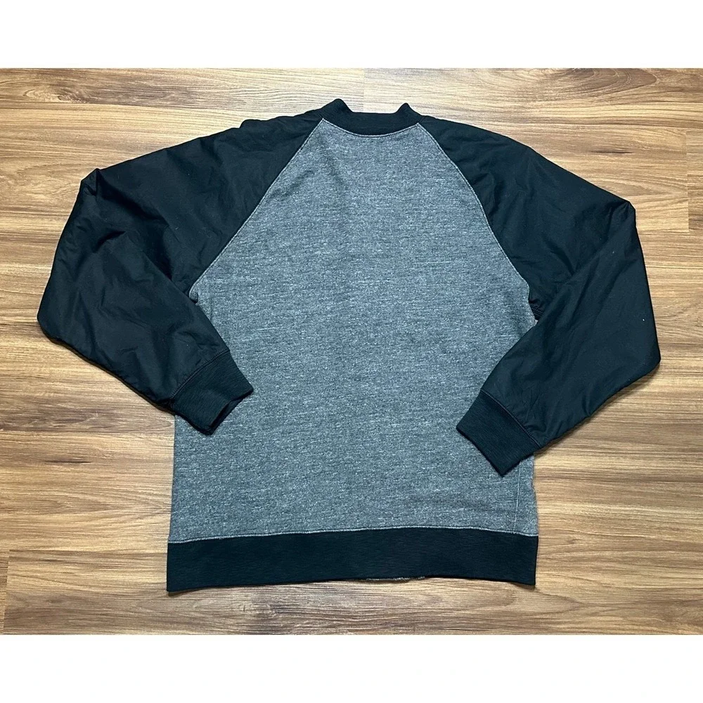 J. Crew Sporting Goods Mens Baseball Varsity Jacket Grey Black Snap Front Sz XL
